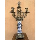 Огромный старинный роскошный подсвечник, фарфор, бронза, Европа, много лотов с рубля