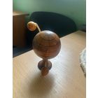 Сувенир деревянный Спутник, ракета, планета Земля, глобус. Полированное дерево. 1960-е. Редкость. СССР