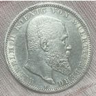 Монета Германская Империя, 5 марок 1907 год. F Вюртемберг