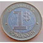 Зимбабве. 1 доллар 2016 года  KM#21  Редкая!!!