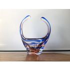 Ваза Чехия цветное стекло конфетница винтаж 19см