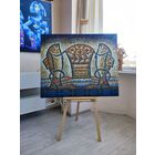 Необычная картина маслом мозаика Лалыко Б.Г