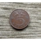 Werty71 Нидерланды 5 центов 1950 рыба