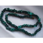 Бусы из СССР - натуральный камень малахит 50см.