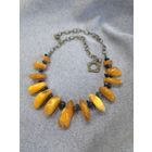 Колье, бусы, ожерелье с янтарем и ониксом