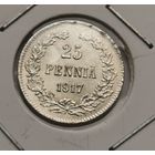68. 25 пенни 1917 г. Орёл без короны. Серебро. С рубля