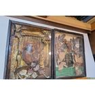 Две Старые Иконы в Киотах с Цветами! Живопись. 19 век. С Рубля!!!