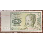 Банкнота 5 марок 1980 год. ФРГ. Портрет венецианской женщины.