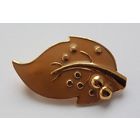 Брошь. Листик. Эмаль. Позолота. СССР. Клеймо