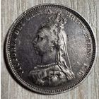 Монета 1 шиллинг 1887 год. Великобритания. Королева Виктория. Новый портрет с короной.