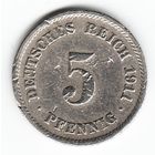 Германия 5 пфеннигов 1911 год FF _состояние VF+