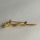 Старинная немецкая брошь- планка " Королевский цветок _ Позолота. Вставки фианитов. 5,5х1 см.