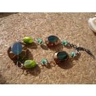 Браслет . Винтаж . Зеленое стекло