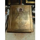 Икона Архангел Михаил, штихельный оклад, серебро 84 пробы с золочением!