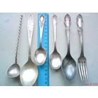 Поштучно: Ложка, вилка посеребренные МНЦ СССР 1