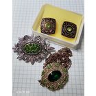 Лот винтажной бижутерии. Завод Рекорд. Брошь, кулон, запонки.