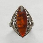 Винтажное кольцо янтарь скань  Диаметр 18.2 мм