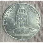 Монета 3 марки 1913 год. 100 лет Битве народов. Саксония. Германская Империя Е - монетный двор Мульденхюттена.
