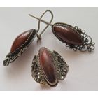 Комплект перстень и серьги бижутерия