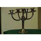 Подсвечник латунный  с серебрением   ( высота 21 см , ширина 25 см )