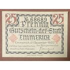 Нотгельд 25 пфеннигов 1920 год. Эммерих. Веймарская республика