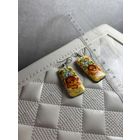Серьги деревянные расписные новые Желтые