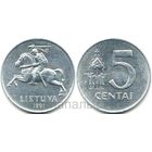 Литва 5 центов 1991