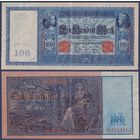 Германия, 100 марок 1910 г., P-42 (флотская сотня, зелёные печати, большой формат), XF