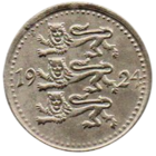 ЭСТОНСКАЯ РЕСПУБЛИКА. ПЕРВАЯ РЕСПУБЛИКА. 1 марка 1924 г. НЕЧАСТАЯ