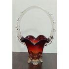 Винтажная корзинка - конфетница из цветного гутного стекла времен СССР