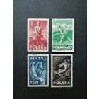 Польша 1947 Полная серия марок на вырезках "Профессии" (гашение без клея с наклейками) Mi.472-475 каталог 1.10 евро