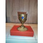 Лампада настольная, латунь, высота 12 см., клеймо.