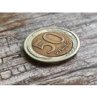 Россия (РФ). 50 рублей 1992, ЛМД. Брак, двойная вырубка, смещение центральной вставки (перекос внутренней вставки при сборке составной заготовки). Торг.