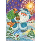 Чистая открытка 1984г. "С Новым годом! Дед Мороз с бенгальским огнем" худ. О. Макарова