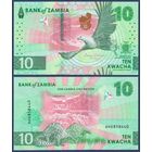 Замбия, 10 квача 2024 г, P-W62 (AE, орлан-рыболов, водопад Кабвелуме, чешуйчатый муравьед), UNC