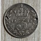 Монета Великобритания 3 пенса 1919 год. Георг V. Серебро