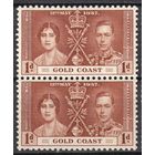 30a.BrKS. Великобритания. Колонии.  Золотой Берег. Коронация Георга VI и Елизаветы. 1937 г. 1P. Mi.#102. MNH. Пара.