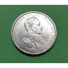 Германия. 3 марки. 1914 год. Пруссия. Вильгельм II. Мундир. Серебро