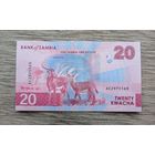 Werty71 Замбия 20 квача 2024 птица Орлан-рыболов водопад Чишимб антилопы куду UNC Банкнота