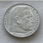 Германия третий рейх 5 рейхсмарок 1936 (F - Штутгарт) Пауль фон Гинденбург - серебро 0,900