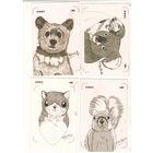 Посткроссинг. Подборка из 8 открыток: звери. Художественные марки, прошли почту, почтовые штемпели. Цена за лот.