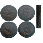 РОССИЙСКАЯ ИМПЕРИЯ. 2 копейки 1757. Перечекан с облачной копейки.