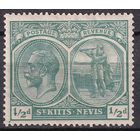 180.BrK. Великобритания. Колонии. Сент Китс и Невис. Георг V. 1921 г.  1/2d. Mi.#37.