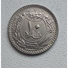 Османская империя 10 пара, 1909 "Reshat" справа от тугры На аверсе под тугрой цифра V 1-15-24