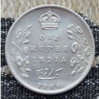 Британская Индия 1 рупия 1904 года. Король Эдвард VII. Серебро. Cторгуй за свою цену, предложи обмен! S80