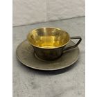 Серебрянная чайная пара с гравировкой и внутренним золочением . 875 пробы. Распродажа коллекции!!!