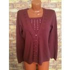 Мягкий джемпер 48-50 размер, Польша. Очень приятный на ощупь, красивый цвет. Интересно обыгран впереди, визуально вытягивает фигурку. Хороший состав. Длина 60 см, ПОгруди 50 см, длина рукава 58 см.