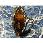 Кольцо перстень СССР. Янтарь в филигранной оправе. 3,15 гр.