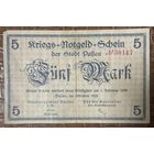 Банкнота 5 марок 1918 год. Пассау. Веймарская республика.