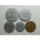 Польша 1 злотый,50,20,10 и 5 грошей 1923-37г.